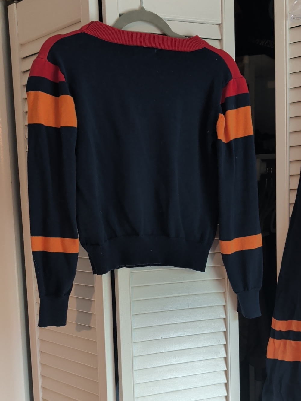 Women's Colorblock Chevron Sweater and skirt set in Red, Orange & Navy - Picture 4 of 4
